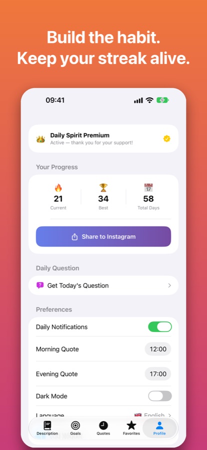 Streak stats: build the habit and keep your streak alive